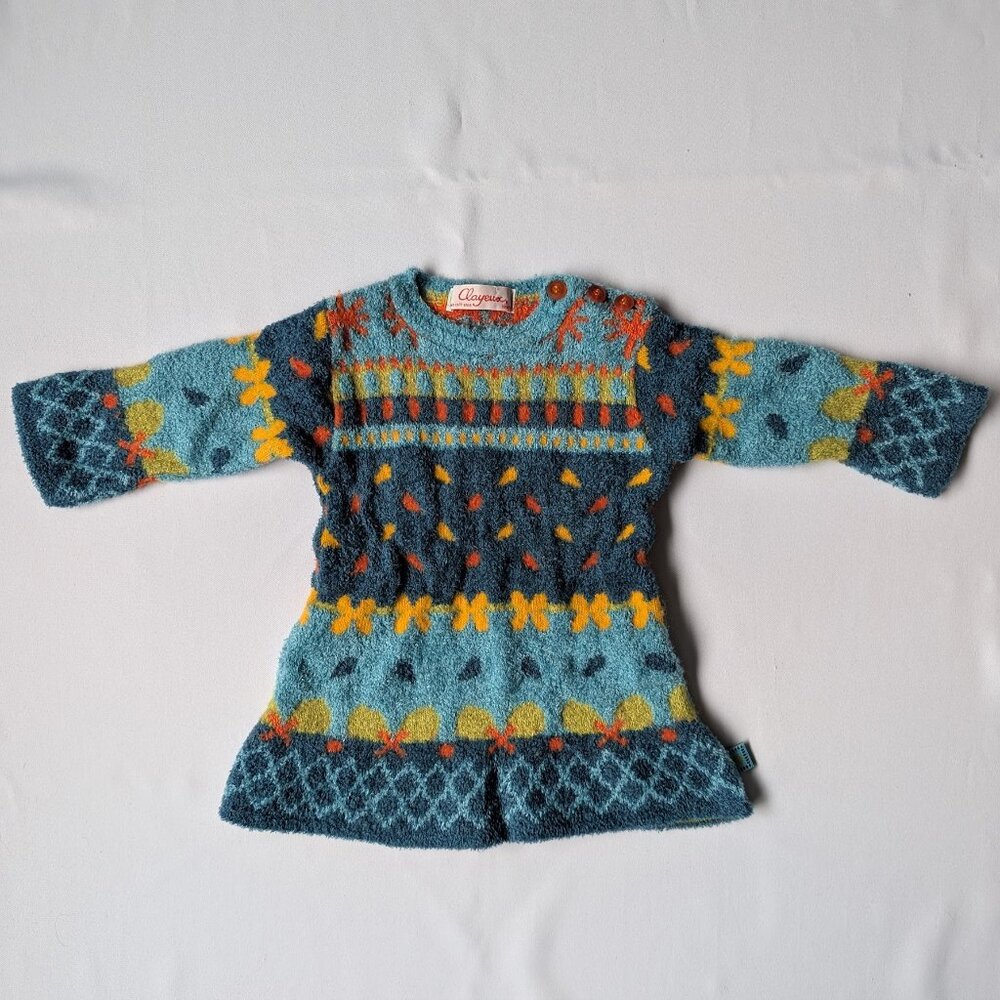 CLAYEUX Girls Knit Sweater Dress 18 months / 81 made in France